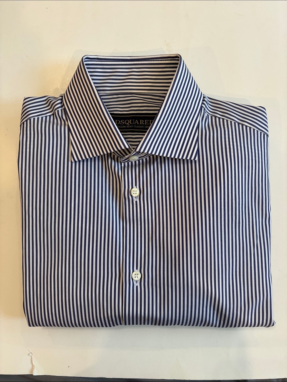 DSQUARED2 Blue White Stripe Dress Shirt Slim Fit Cotton EU46 US36 Cocktail - Picture 2 of 16